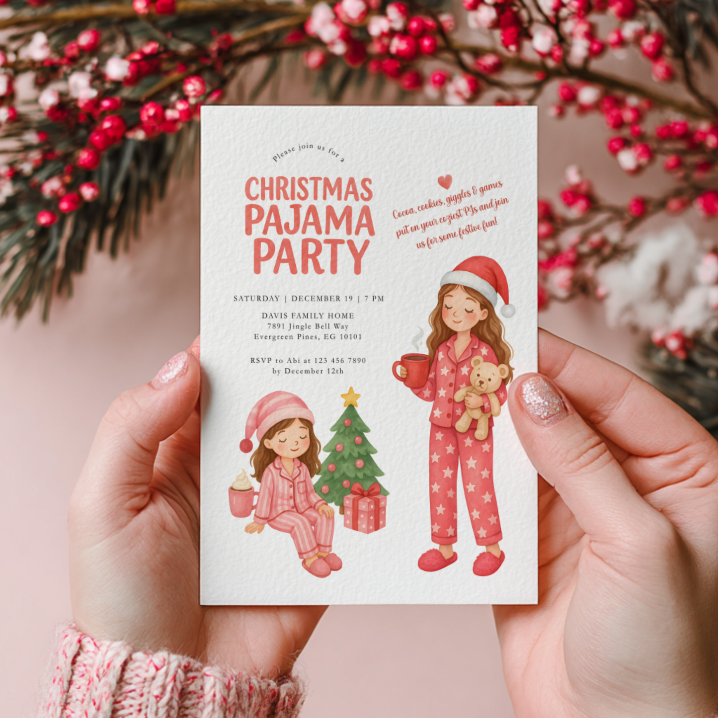 Christmas Pajama Party Invitation Template L33