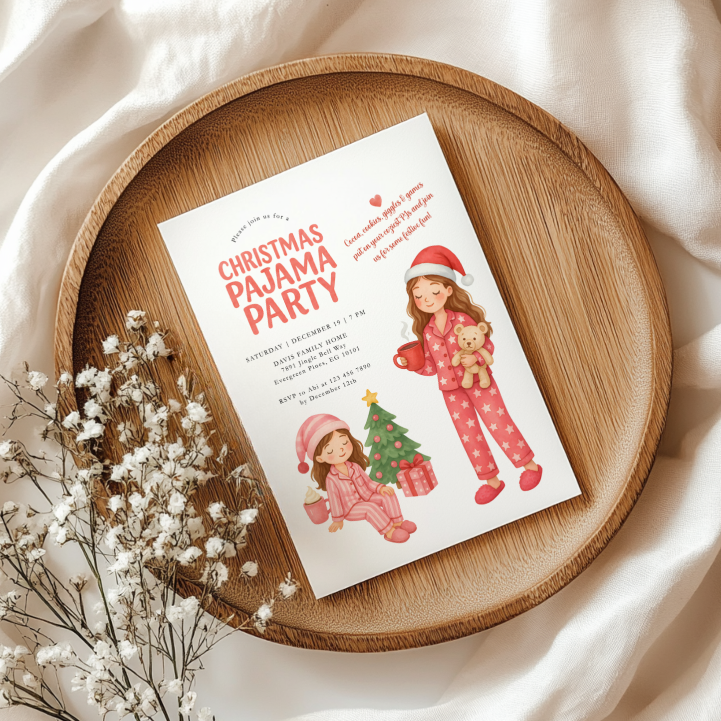 Christmas Pajama Party Invitation Template L33