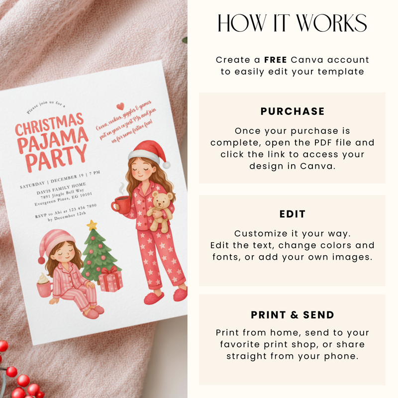 Christmas Pajama Party Invitation Template L33