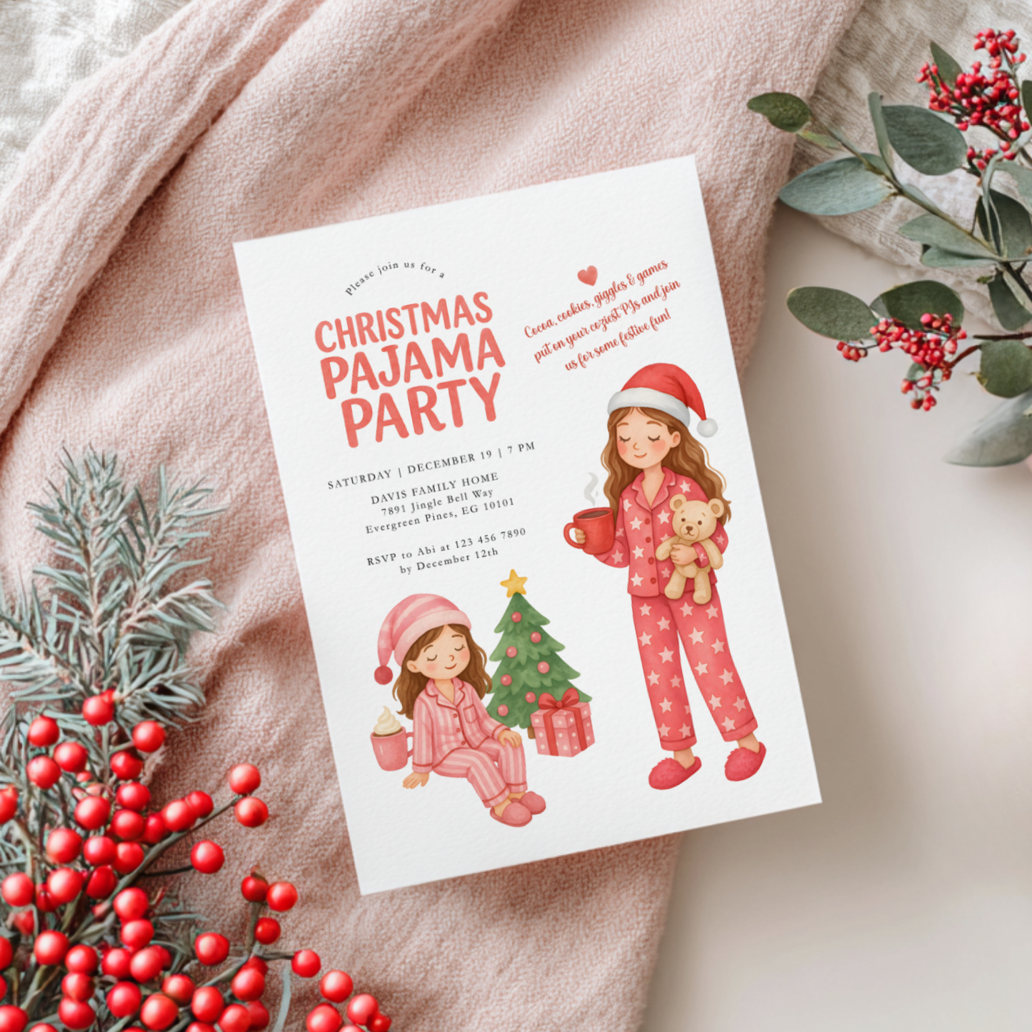 Christmas Pajama Party Invitation Template L33