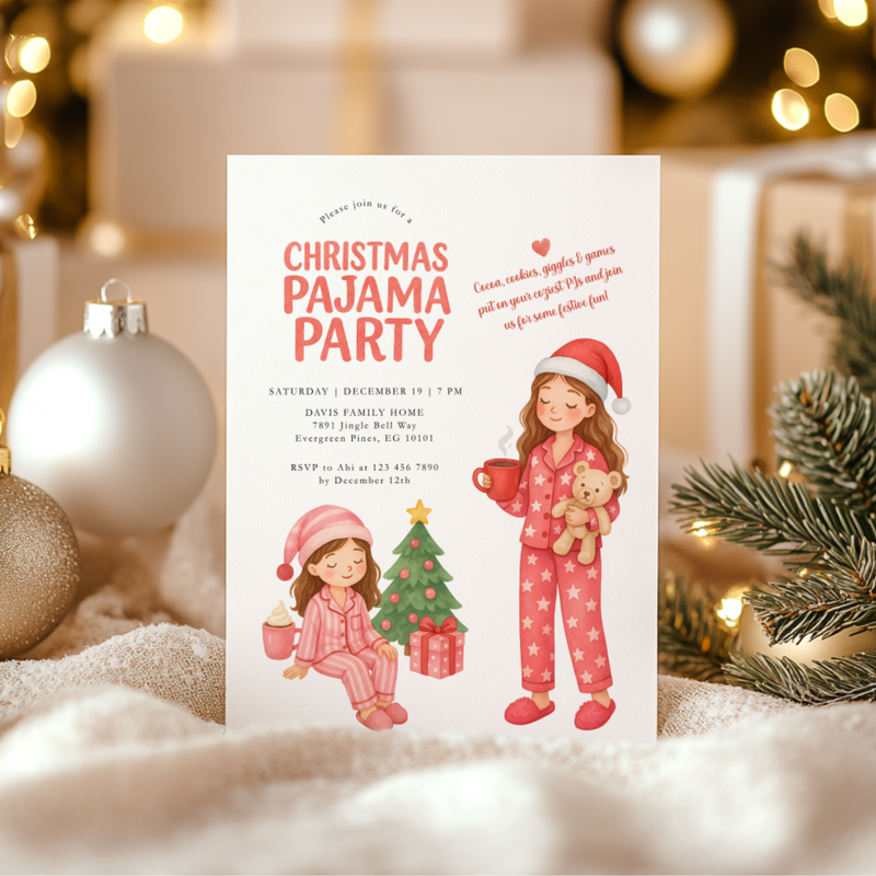 Christmas Pajama Party Invitation Template L33