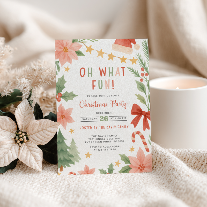 Oh What Fun Christmas Party Invitation Template L48