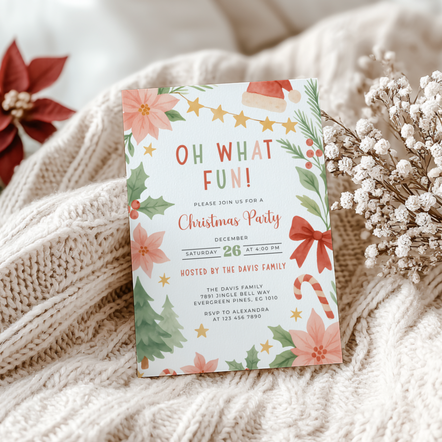 Oh What Fun Christmas Party Invitation Template L48