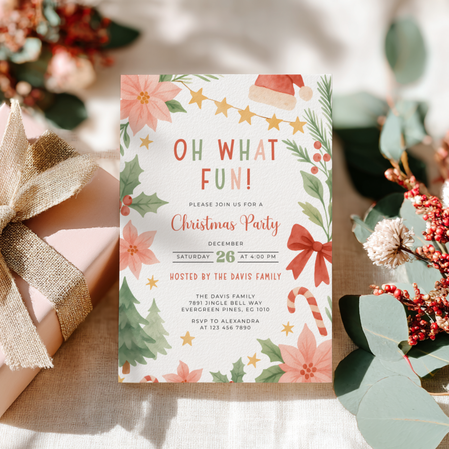 Oh What Fun Christmas Party Invitation Template L48