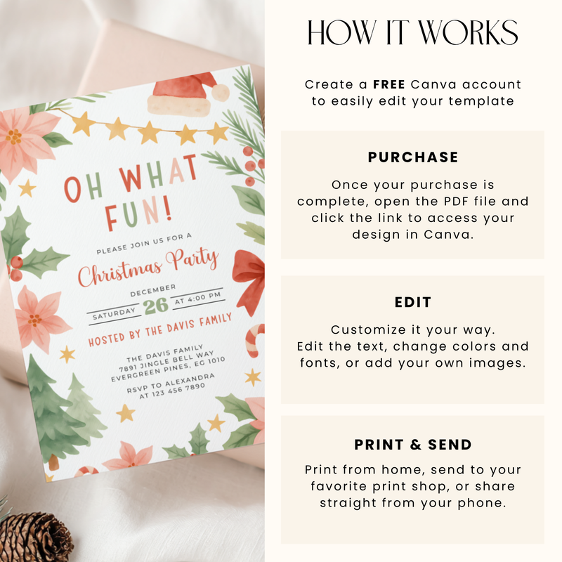 Oh What Fun Christmas Party Invitation Template L48