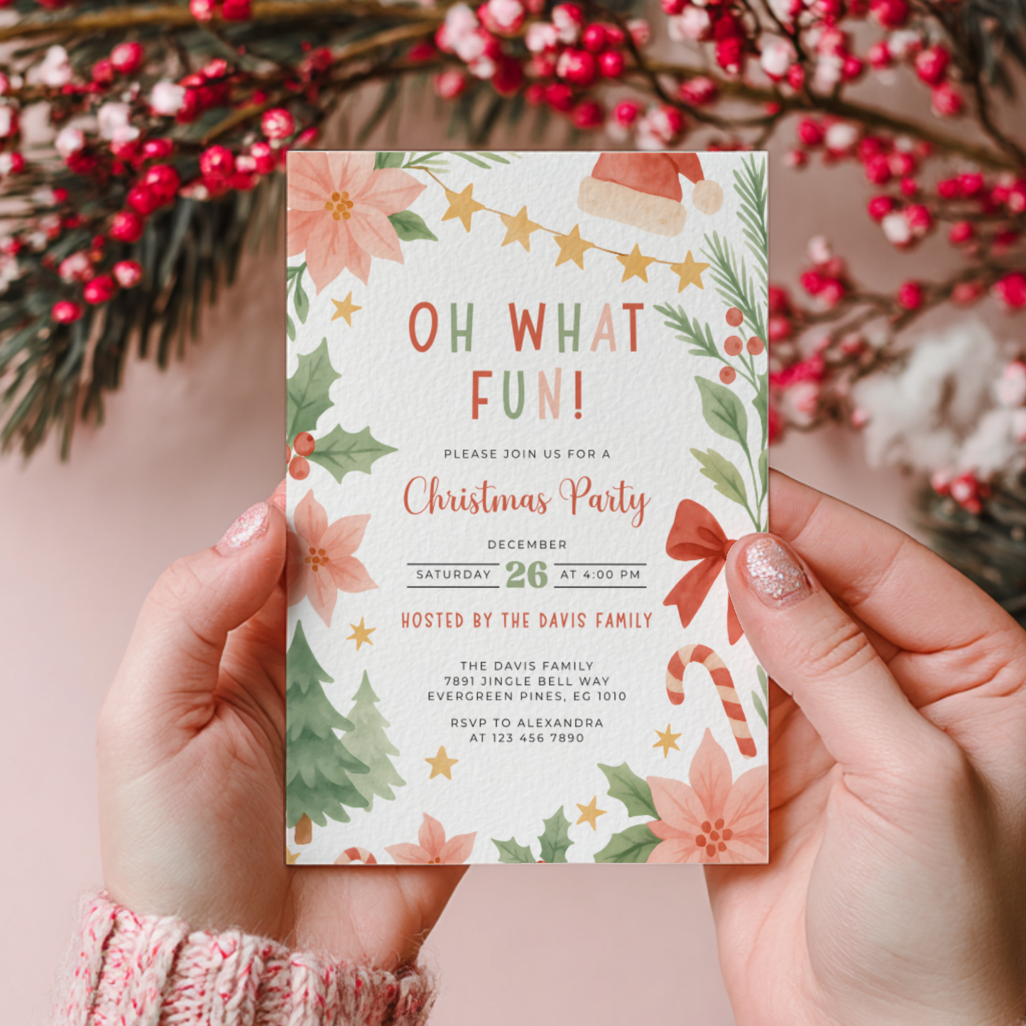 Oh What Fun Christmas Party Invitation Template L48