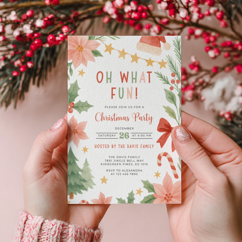 Oh What Fun Christmas Party Invitation Template L48