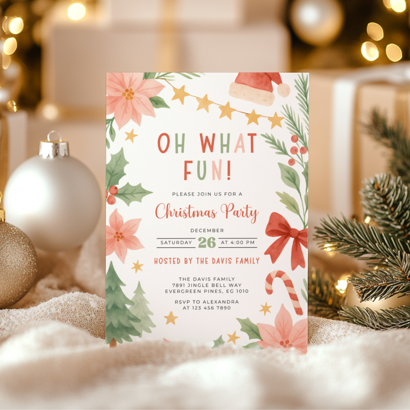 Oh What Fun Christmas Party Invitation Template L48