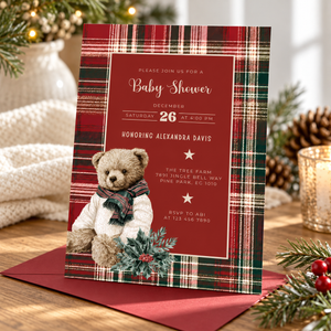 Classic Christmas Polo Bear Baby Shower Invitation L61