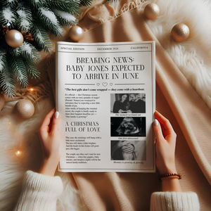 Christmas Pregnancy Announcement Foldable Newspaper Template NP4