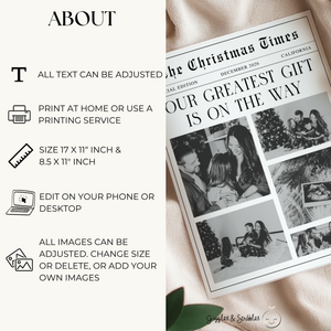Pregnancy Announcement Christmas Newspaper Template Front Page NP4