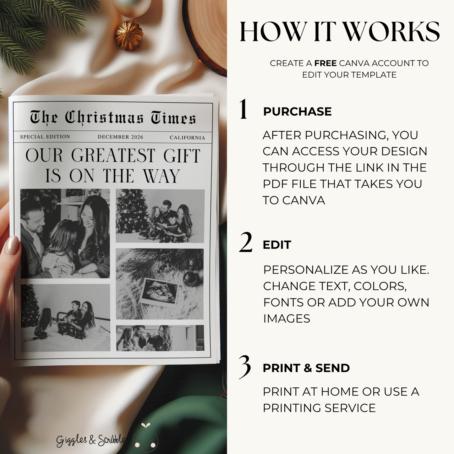 Pregnancy Announcement Christmas Newspaper Template Front Page NP4