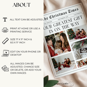 Christmas Pregnancy Announcement Newspaper Template Front Page NP4