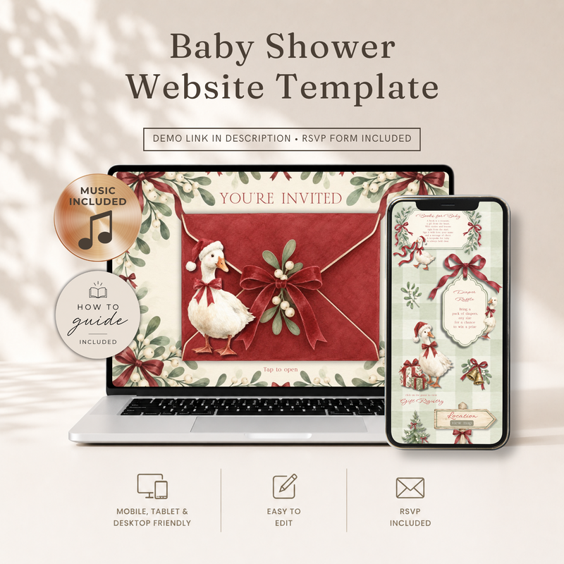 Christmas Goose Baby Shower Website Invitation with RSVP BS251