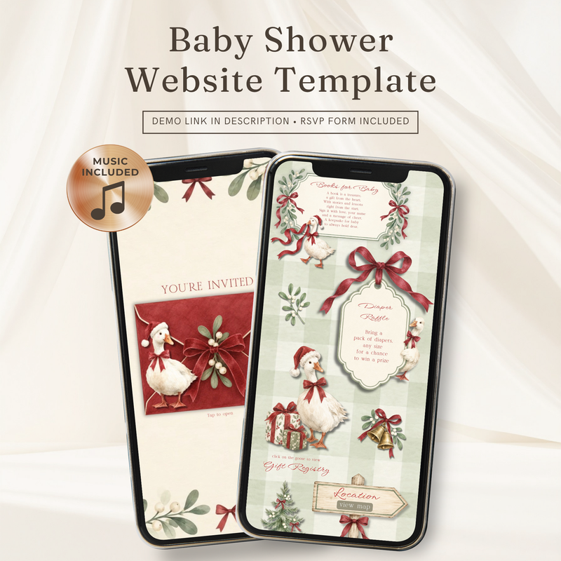 Christmas Goose Baby Shower Website Invitation with RSVP BS251