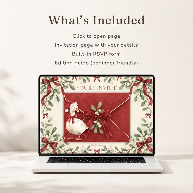 Christmas Goose Baby Shower Website Invitation with RSVP BS251