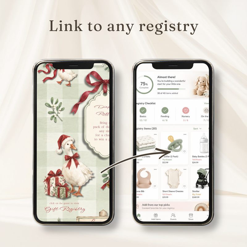 Christmas Goose Baby Shower Website Invitation with RSVP BS251
