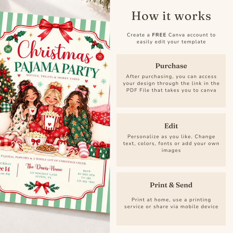 Christmas Pajama Party Invitation L179