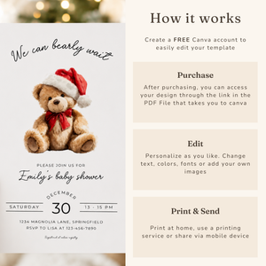 Christmas Bear Baby Shower Invitation BS245