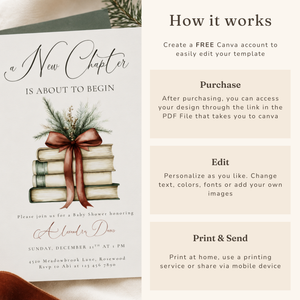 Christmas A New Chapter Baby Shower Invitation L21
