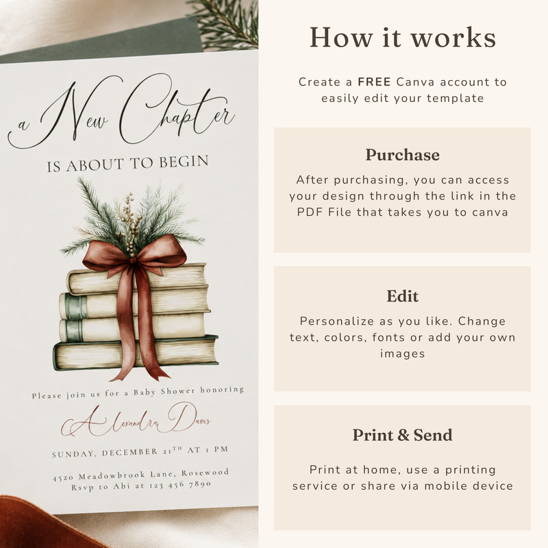 Christmas A New Chapter Baby Shower Invitation L21
