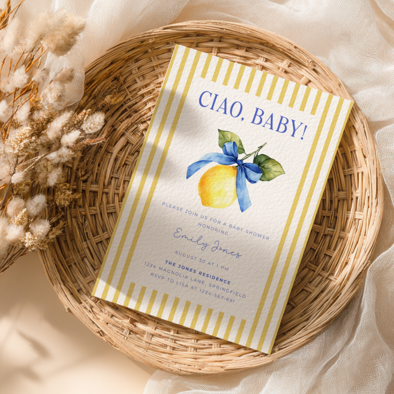 Ciao Baby Lemon Citrus Baby Shower Invitation Bundle BS215