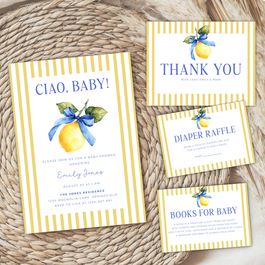 Ciao Baby Lemon Citrus Baby Shower Invitation Bundle BS215