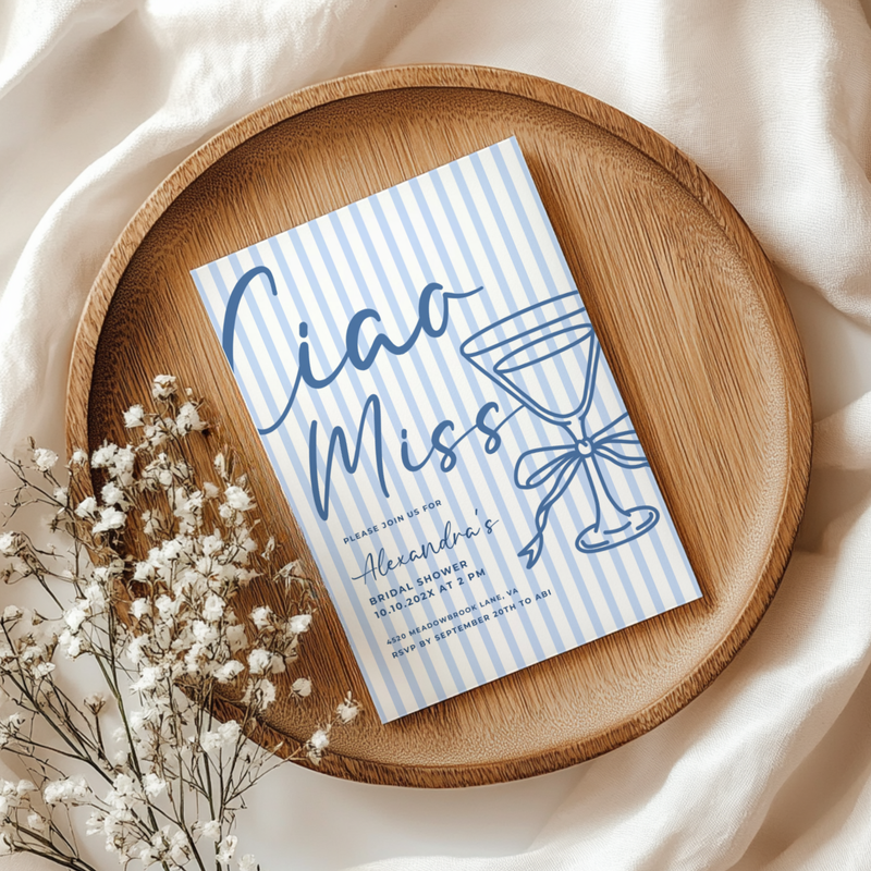 Ciao Miss Italian Summer Bridal Shower Invitation Template L26