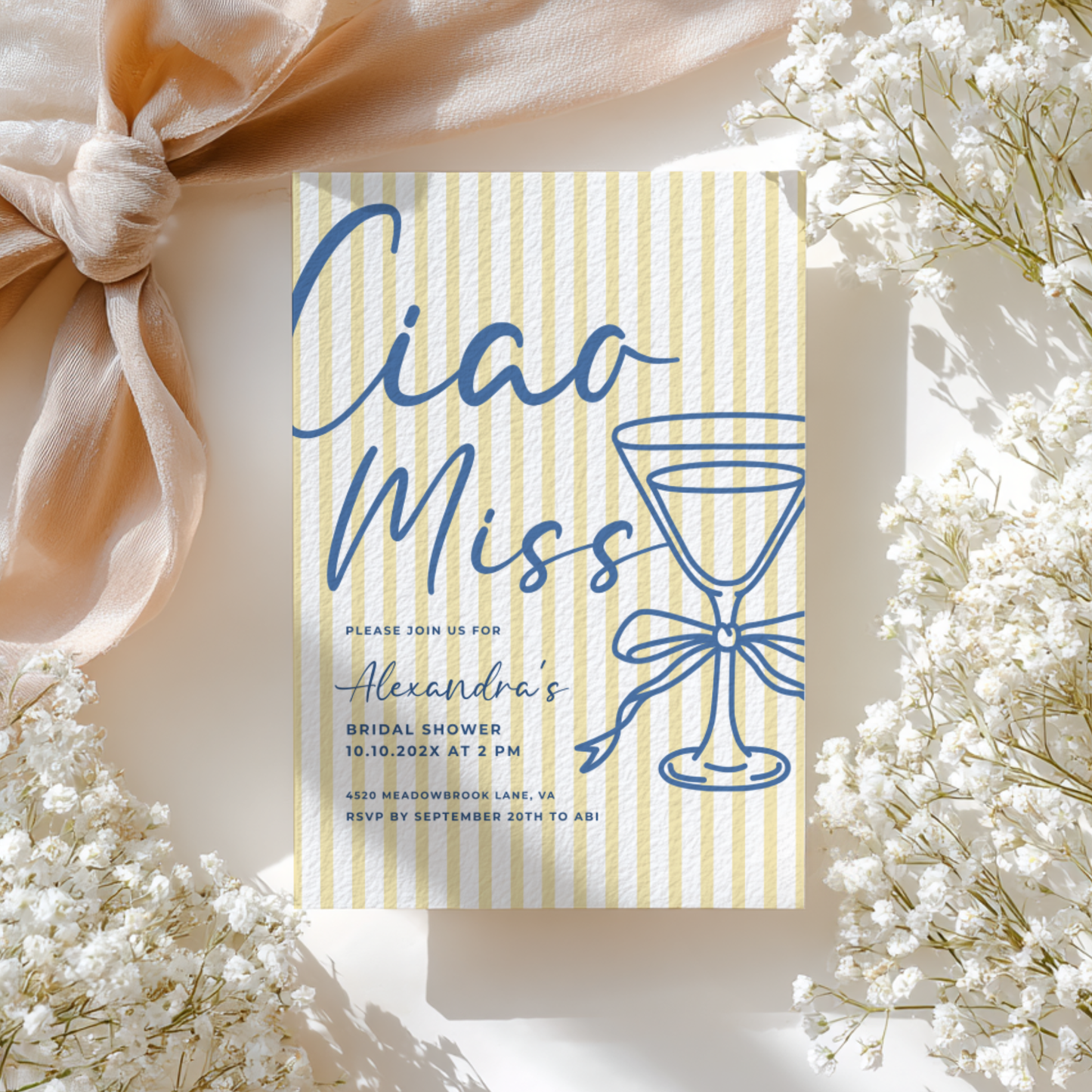 Ciao Miss Italian Bridal Shower Invitation Template L26