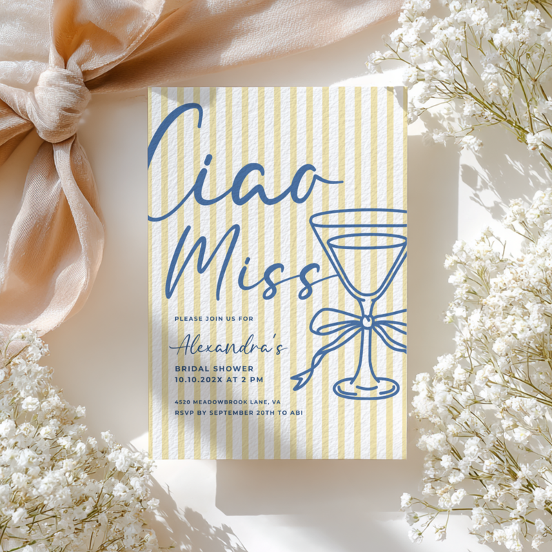 Ciao Miss Italian Bridal Shower Invitation Template L26