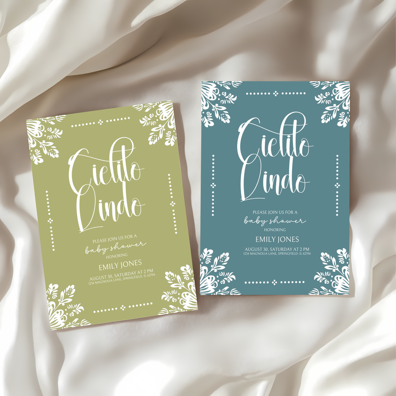 Baby Shower Invitation Bundle - Cielito Lindo Teal Blue Mexican Style BS53