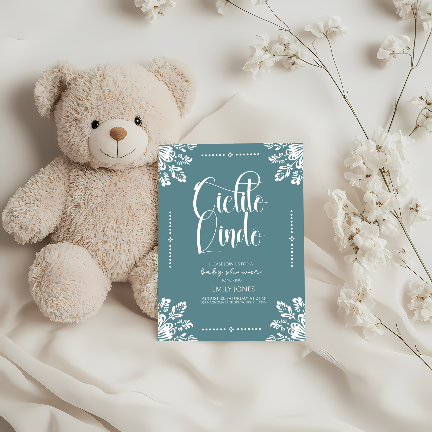 Baby Shower Invitation - Cielito Lindo Teal Blue BS53