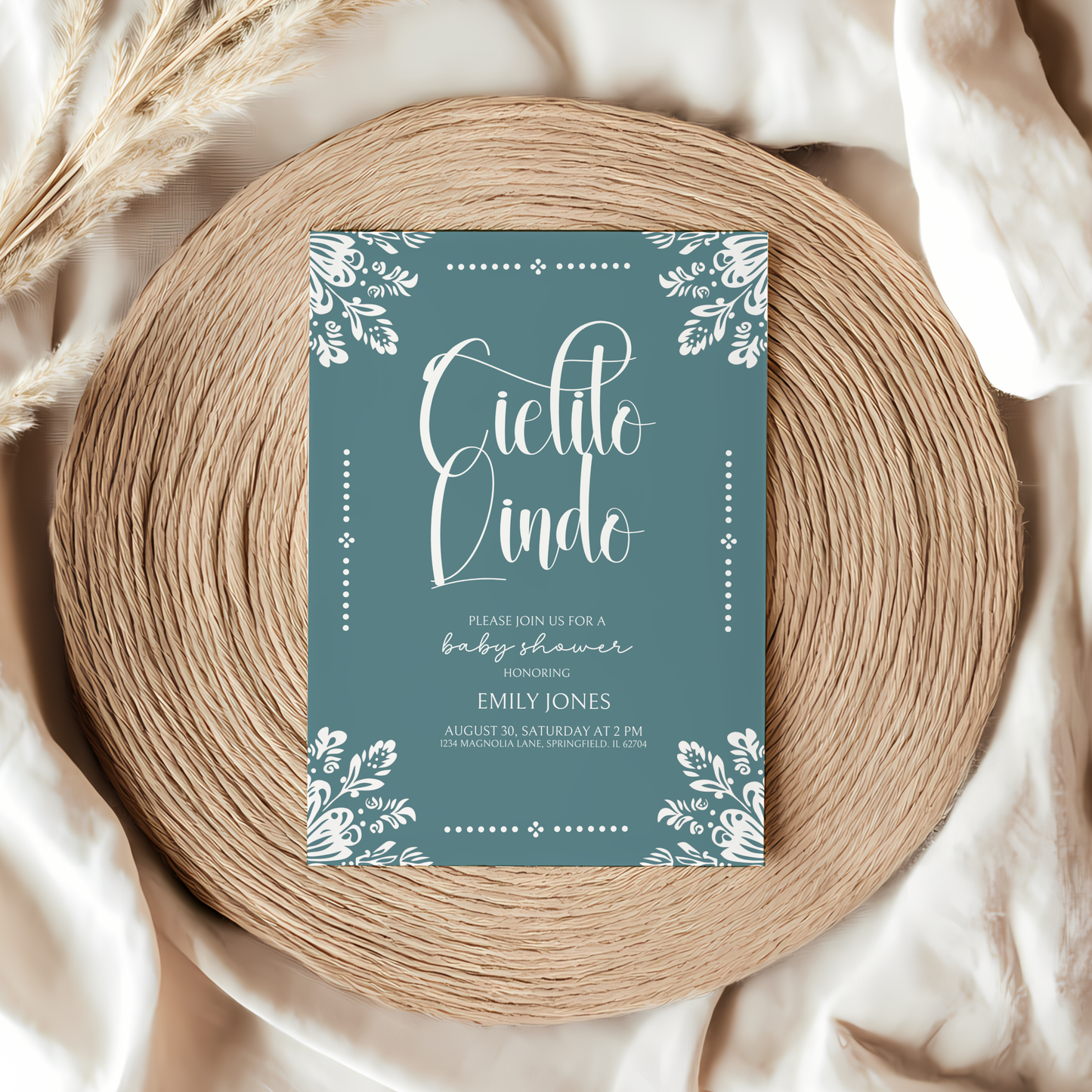 Baby Shower Invitation - Cielito Lindo Teal Blue BS53