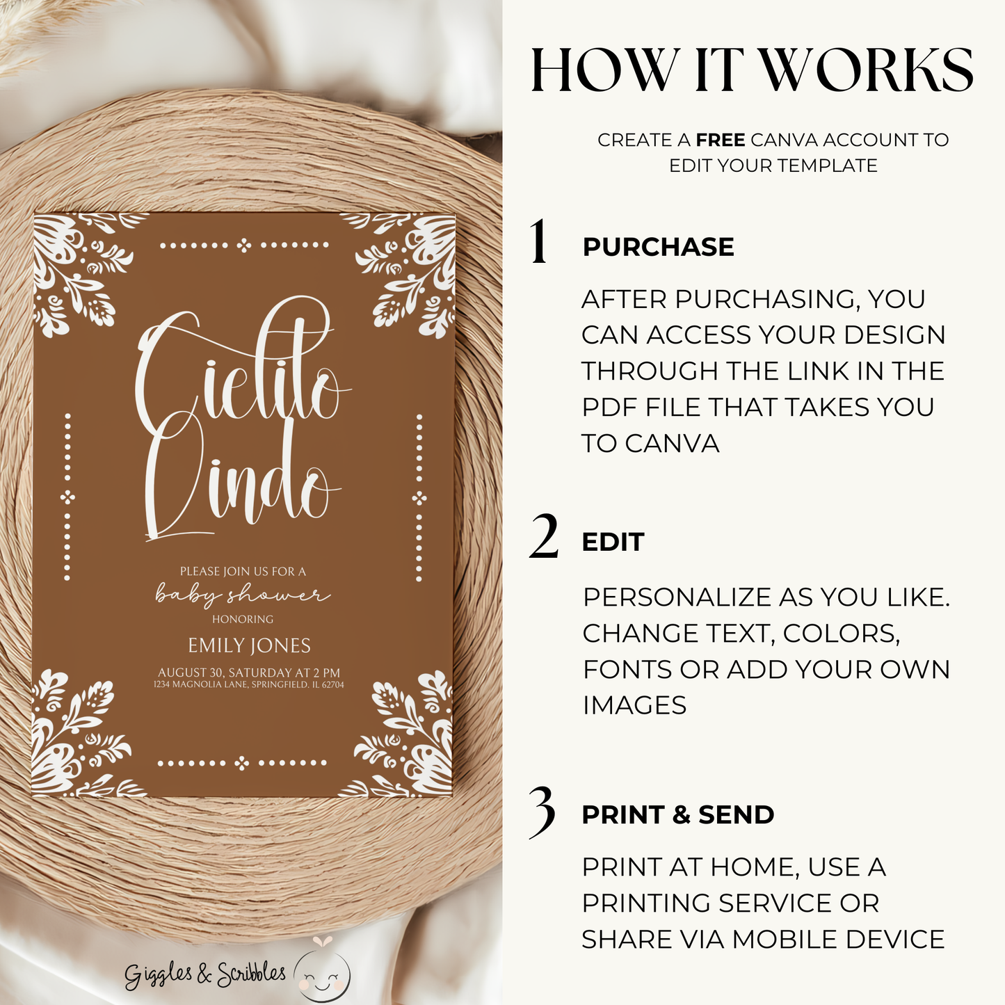 Baby Shower Invitation - Cielito Lindo Brown BS54