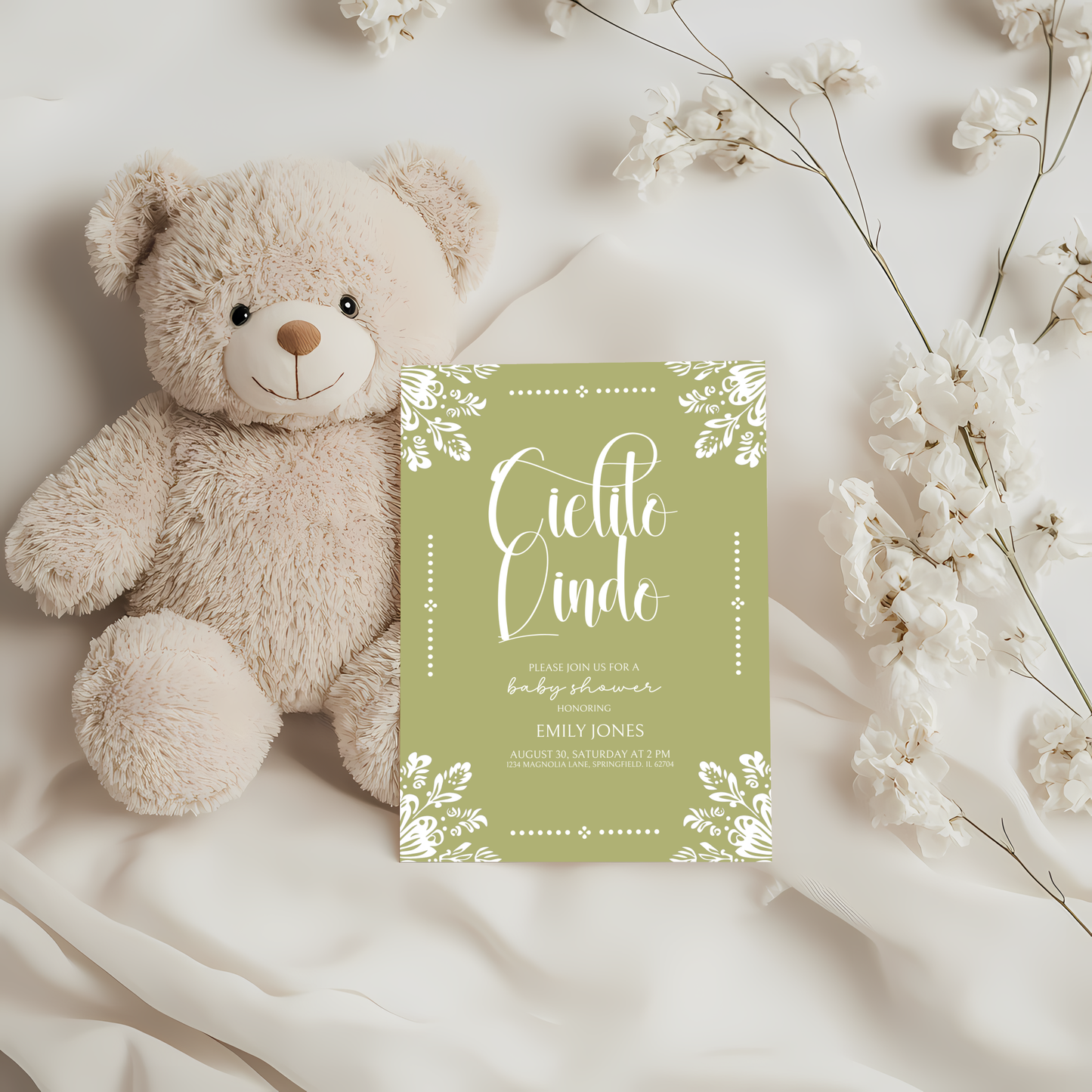 Baby Shower Invitation - Cielito Lindo Green BS52