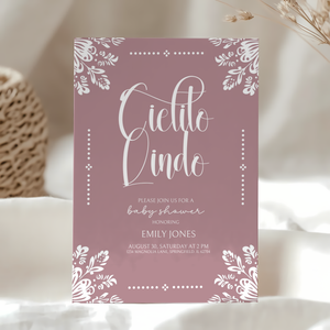 Baby Shower Invitation - Cielito Lindo Pink Mauve BS50
