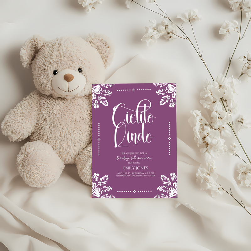 Baby Shower Invitation - Cielito Lindo Purple BS51
