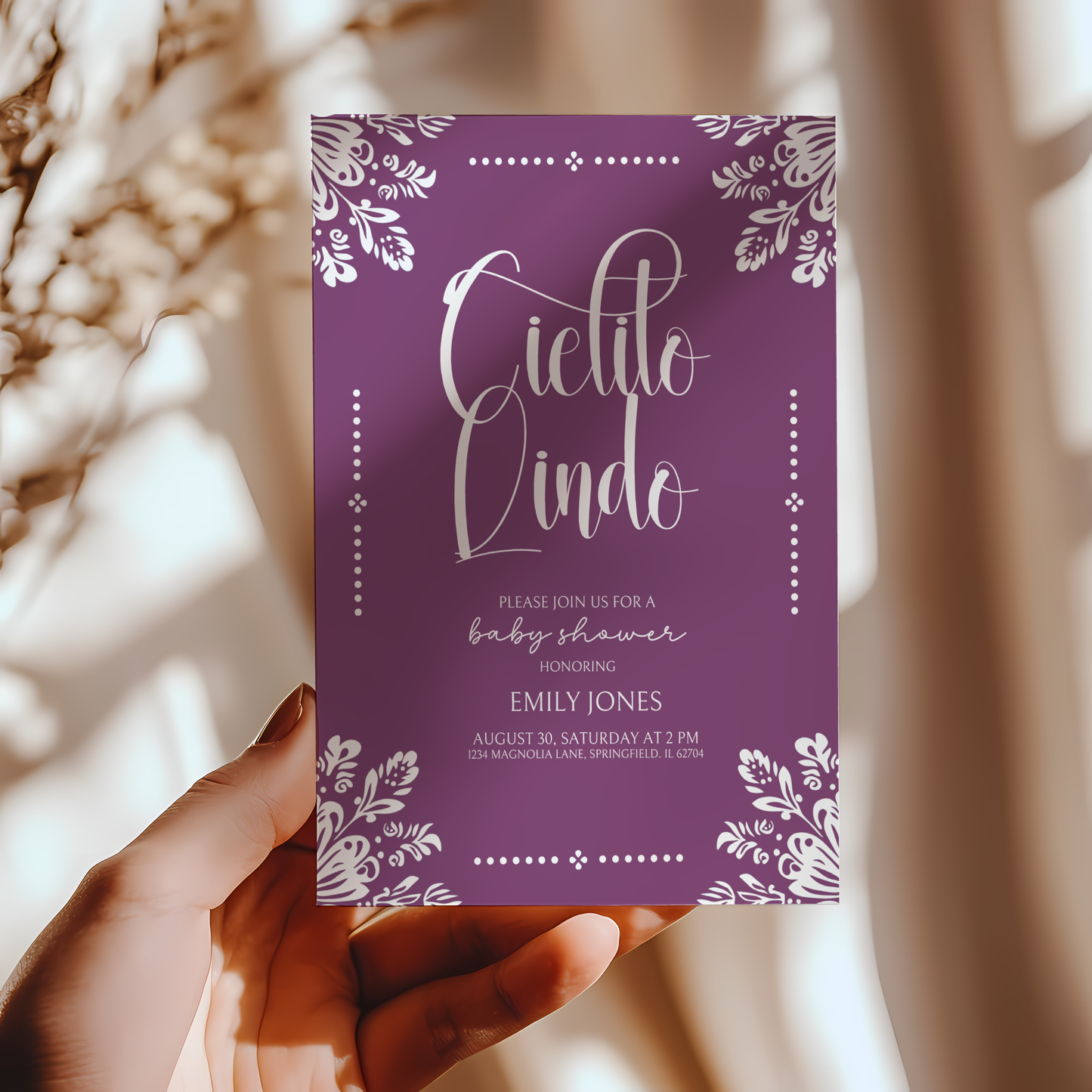 Baby Shower Invitation Bundle - Cielito Lindo Purple Plum BS51