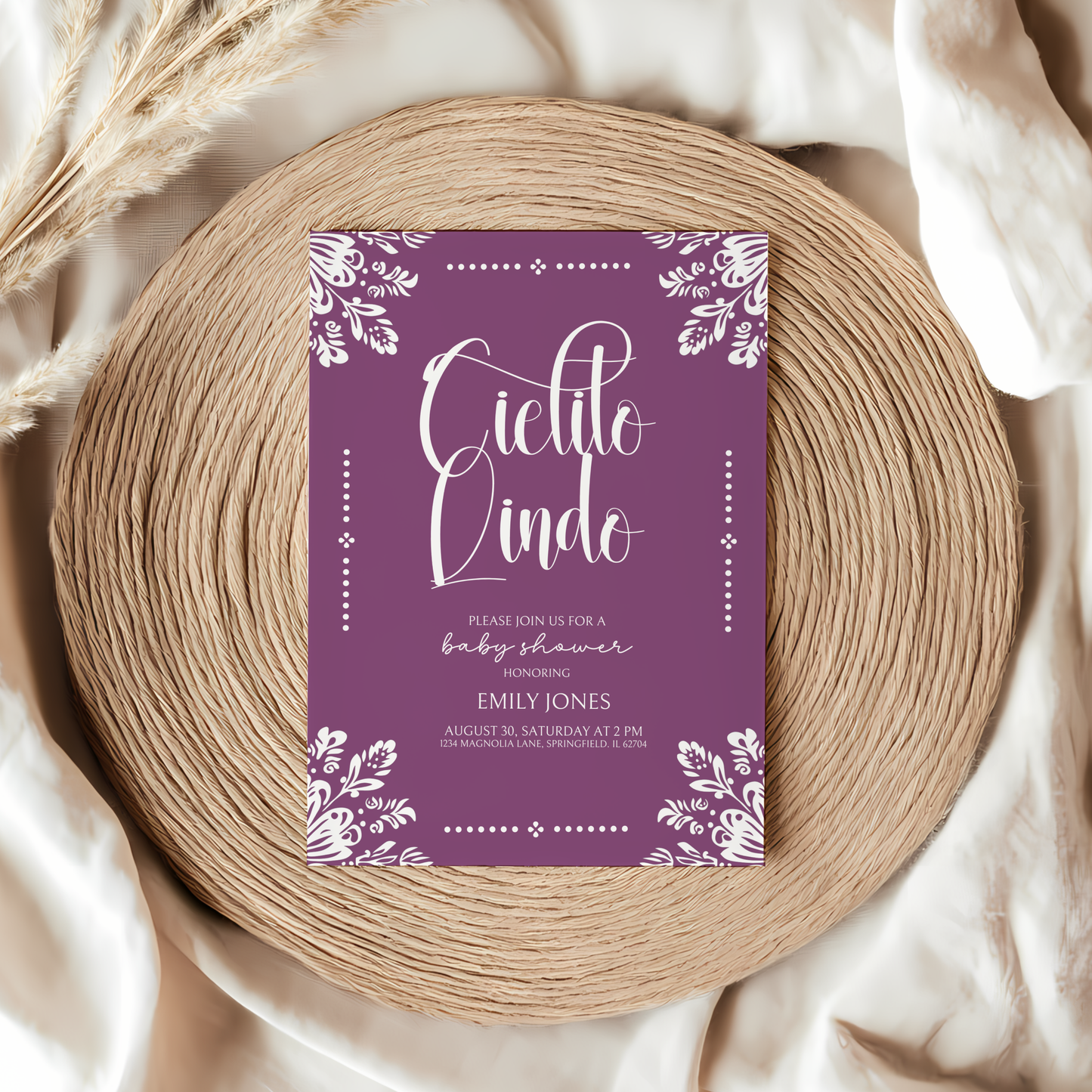 Baby Shower Invitation - Cielito Lindo Purple BS51