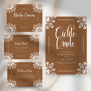 Baby Shower Invitation Bundle - Cielito Lindo Brown Mexican Style BS54