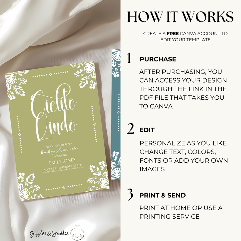 Baby Shower Invitation Bundle - Cielito Lindo Green Lime BS52