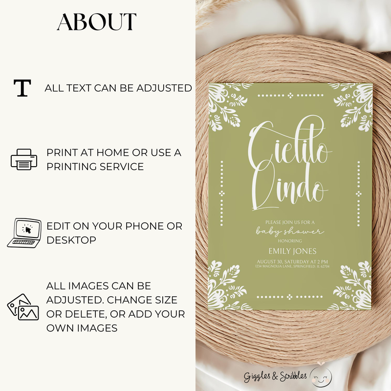 Baby Shower Invitation Bundle - Cielito Lindo Green Lime BS52