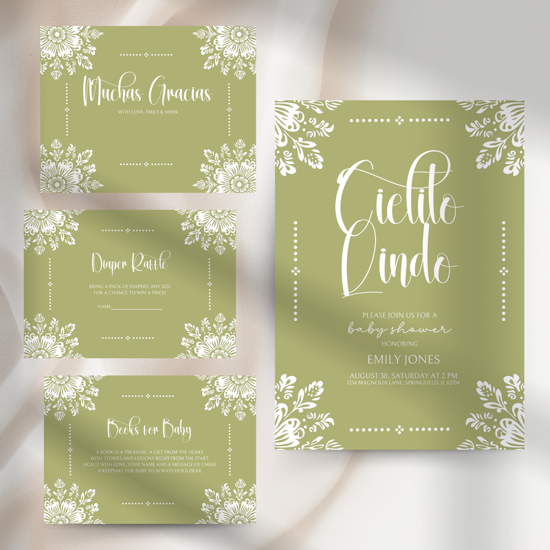 Baby Shower Invitation Bundle - Cielito Lindo Green Lime BS52