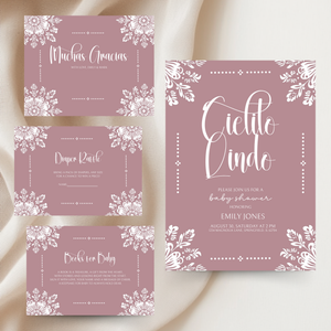 Baby Shower Invitation Bundle - Cielito Lindo Pink Purple Mauve BS50