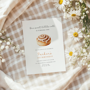 Sweet Cinnamon Roll Birthday Invitation L111