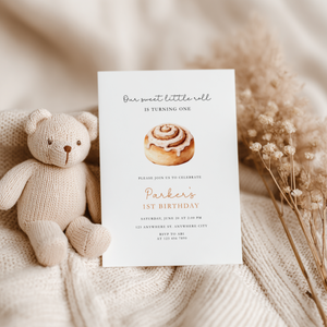 Sweet Cinnamon Roll Birthday Invitation L111