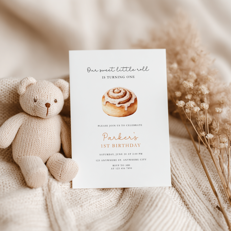 Sweet Cinnamon Roll Birthday Invitation L111