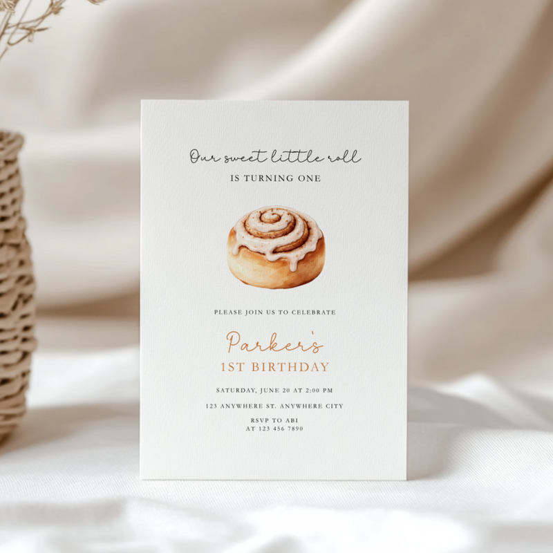 Sweet Cinnamon Roll Birthday Invitation L111