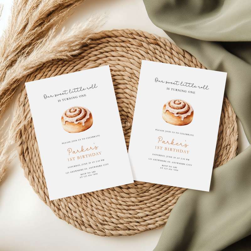Sweet Cinnamon Roll Birthday Invitation L111