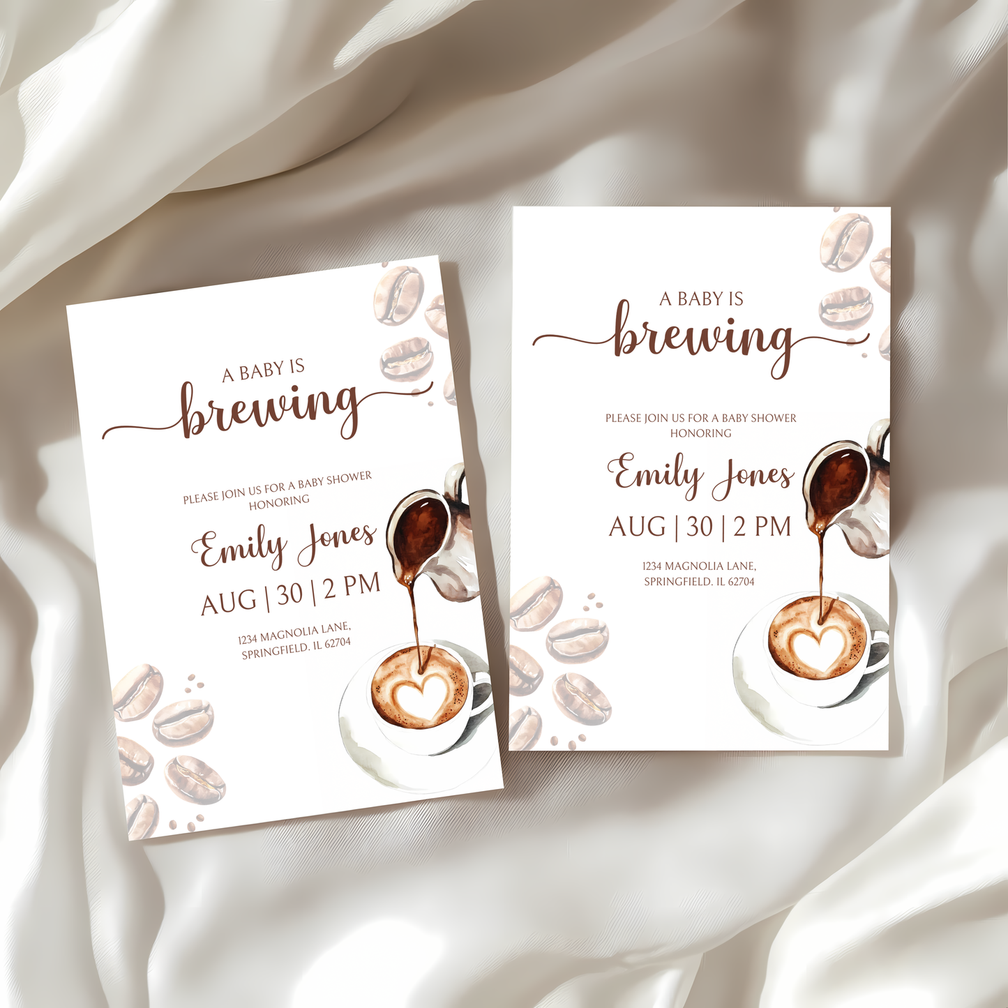 Baby Shower Invitation - Coffee Bean Baby is Brewing BS60